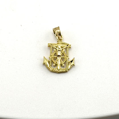 10K Gold Anchor Necklace charm and chain in real gold