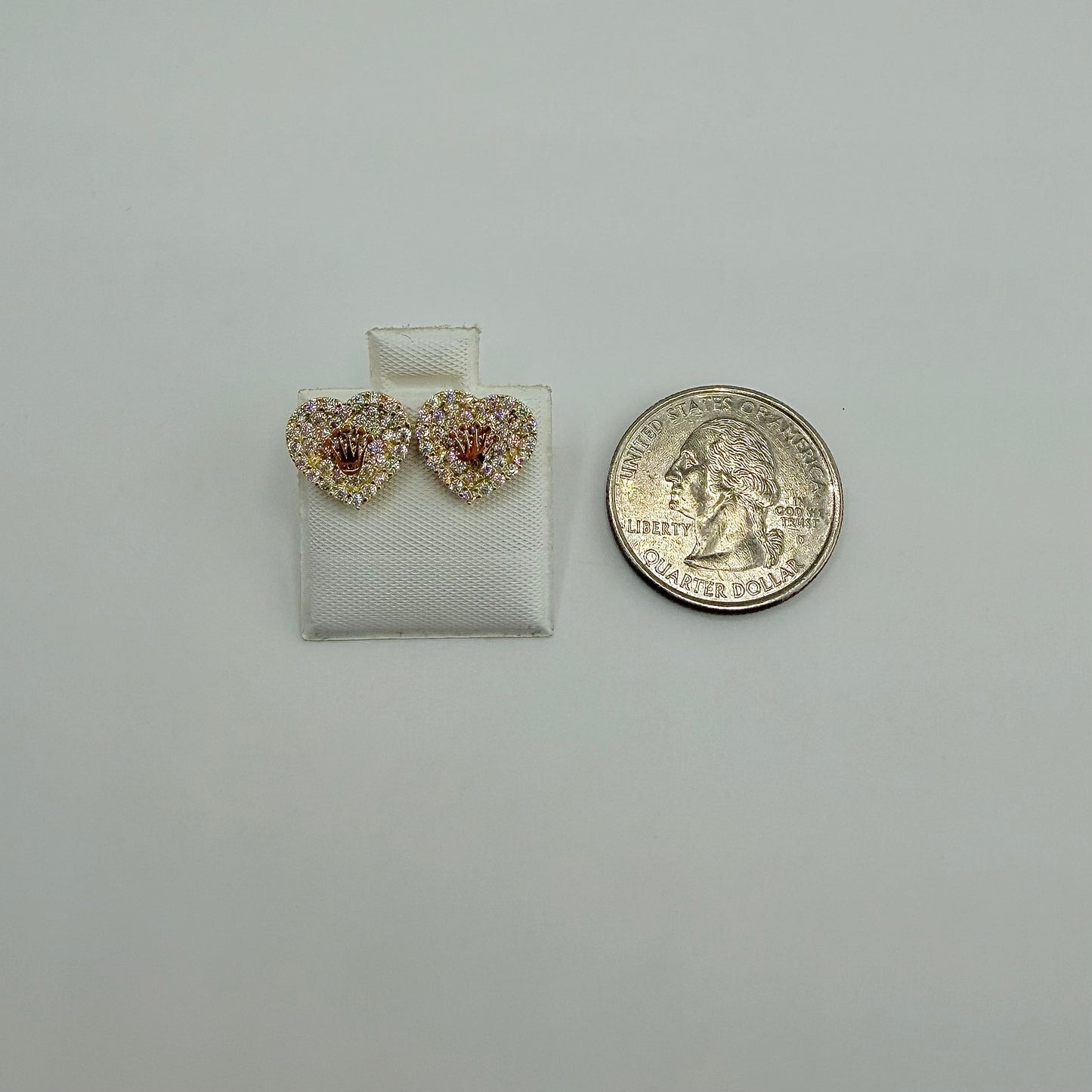 10k Gold Princess White Cz RX Crown Earrings (M)