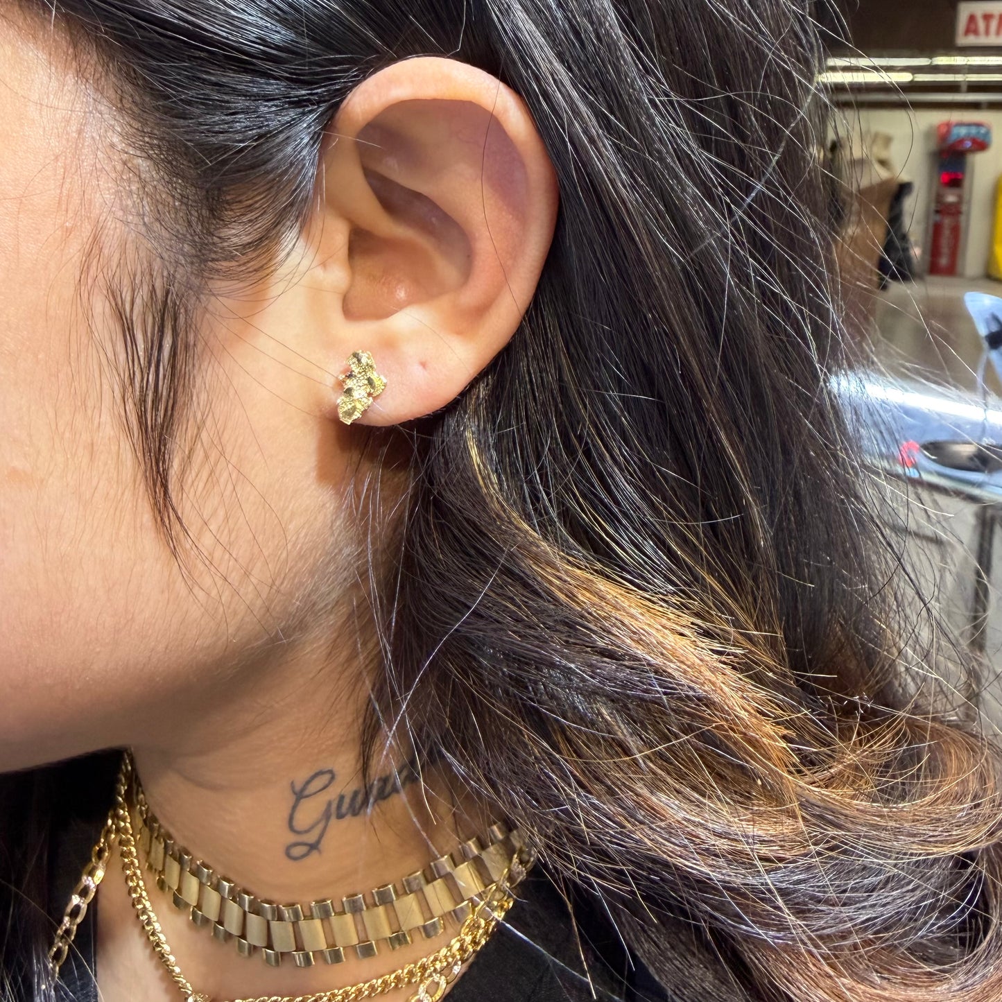 14K Small Nugget Shaped Earrings