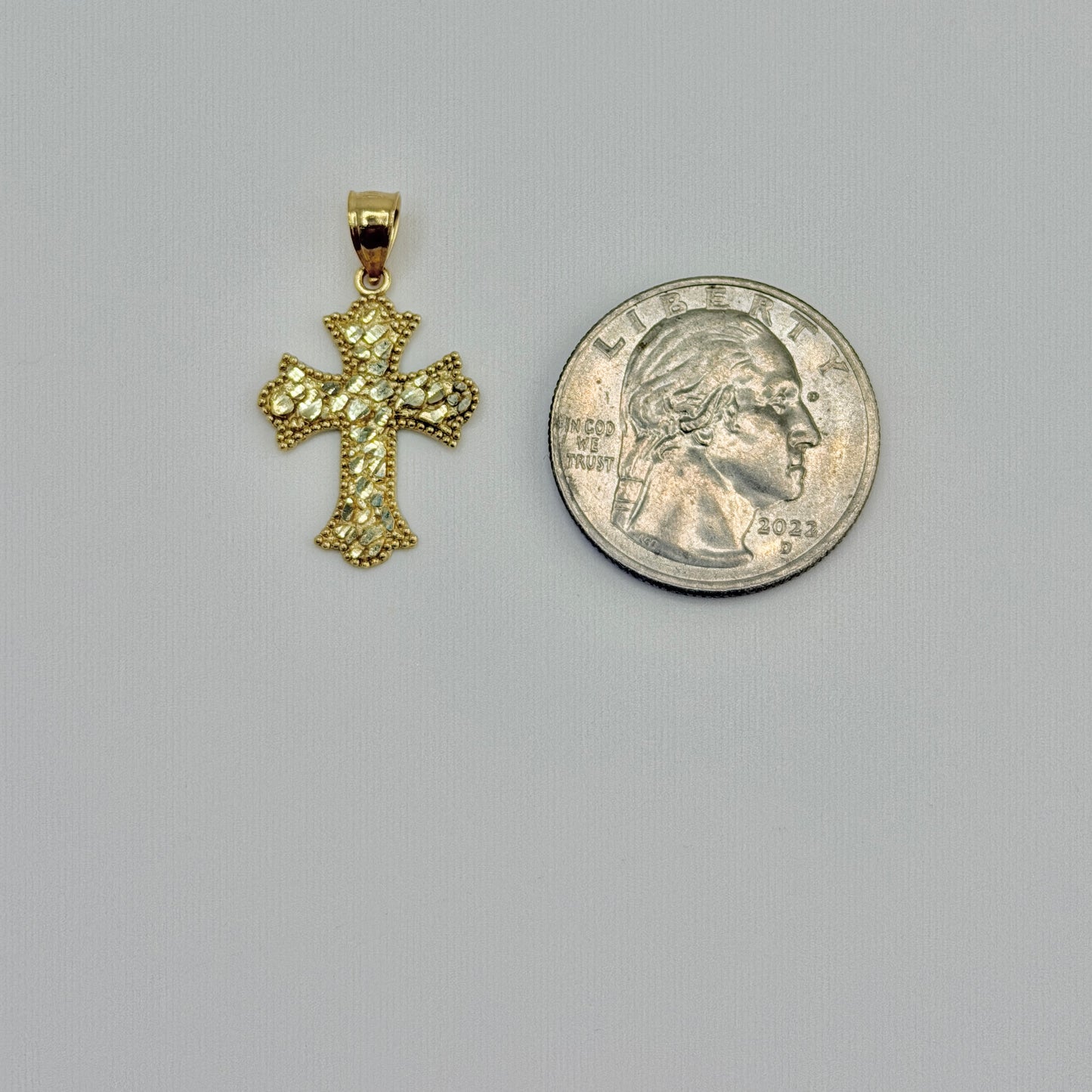 10k Gold Earthborn Nugget Cross Pendant (XS)