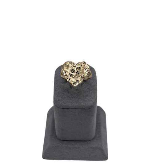 14K GOLD HEART NUGGET RING