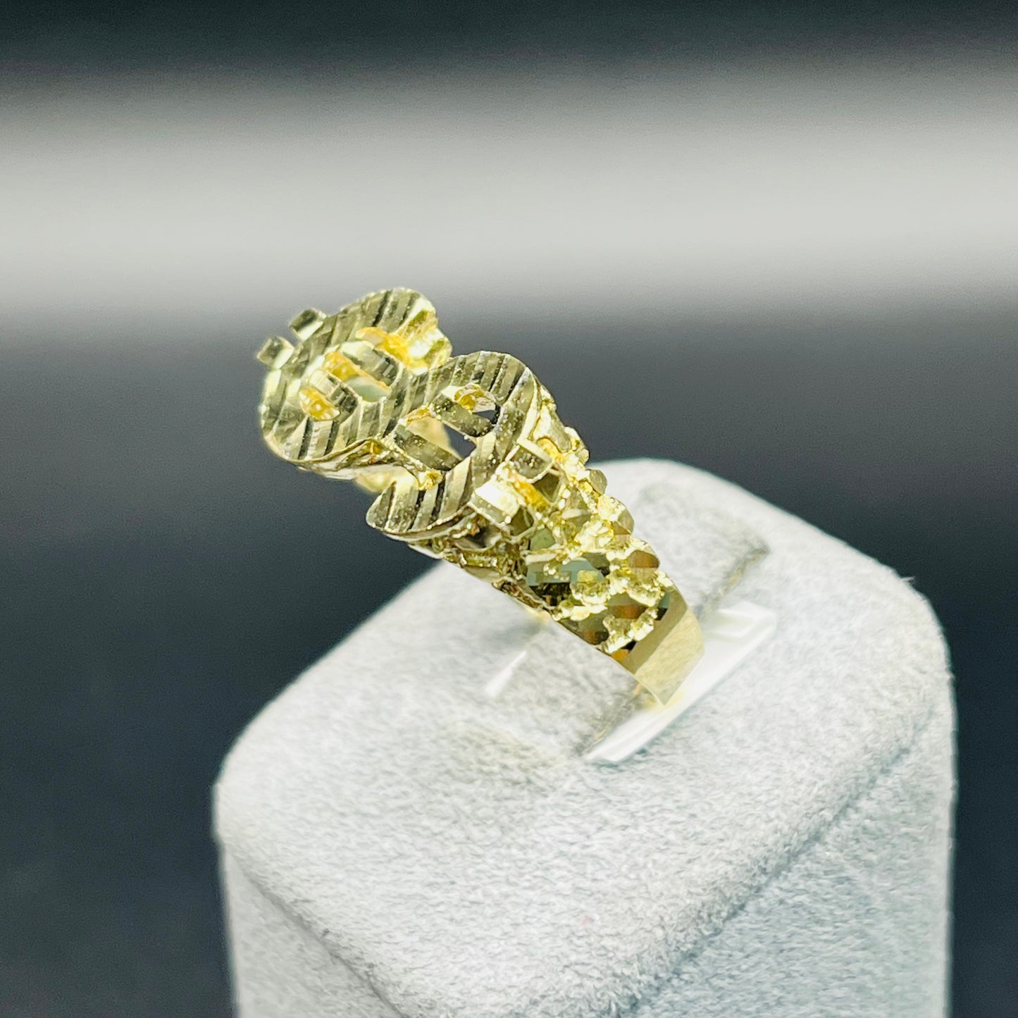 10K Gold Money Sign Nugget Ring