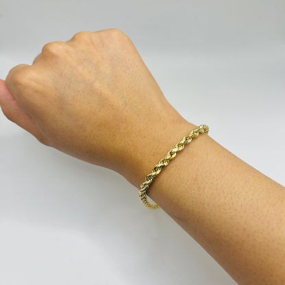 10K Gold Hollow Rope Bracelet 4MM