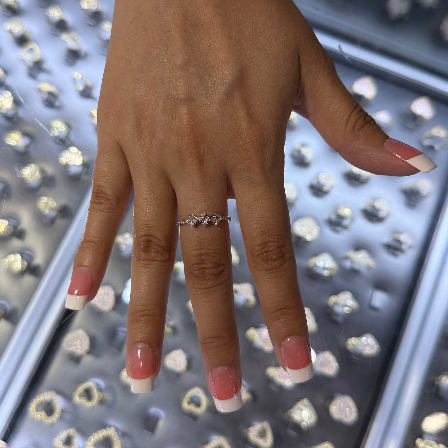 10K Gold Triple Clover CZ Ring