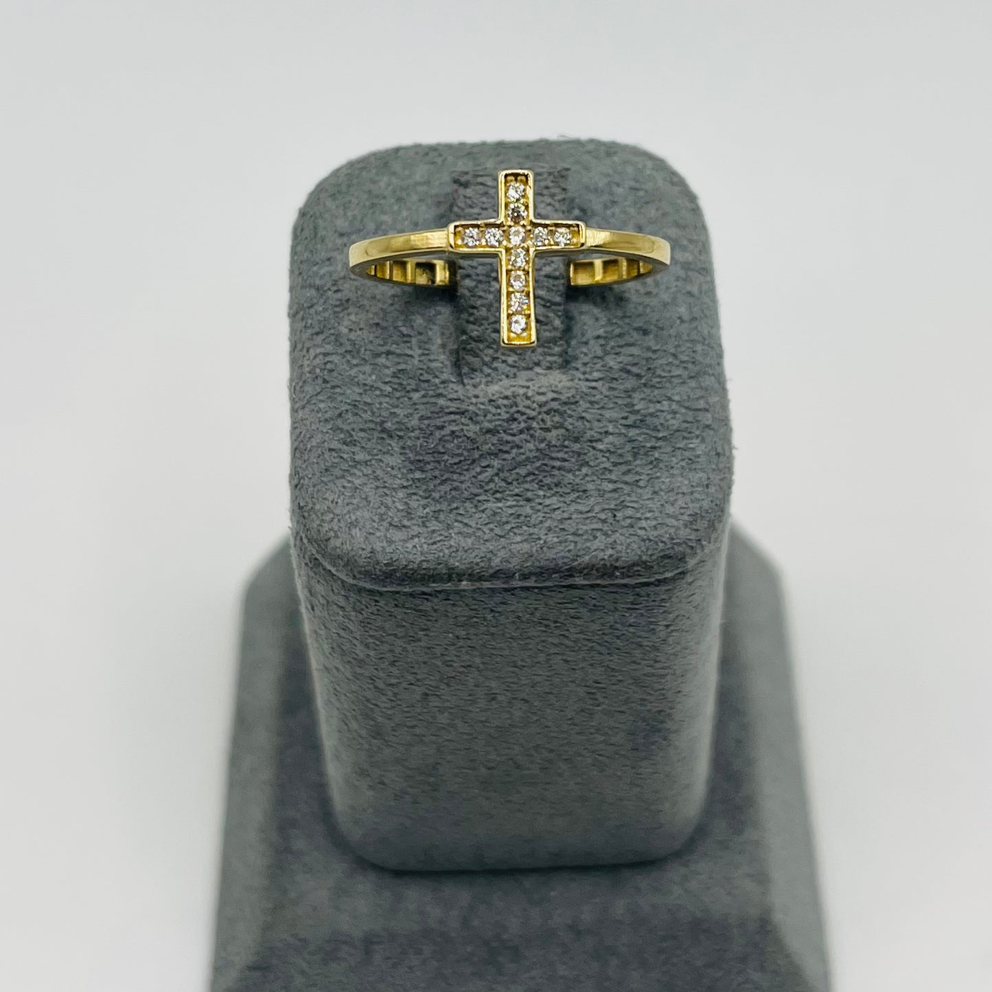 14k Gold CZ Cross Ring