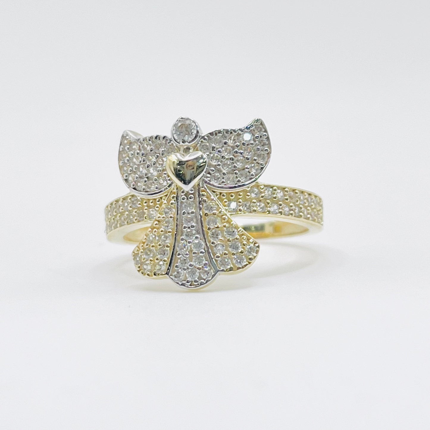 10K Gold Guardian Angel Heart Ring