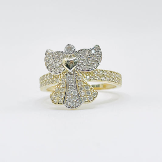 10K Gold Guardian Angel Heart Ring