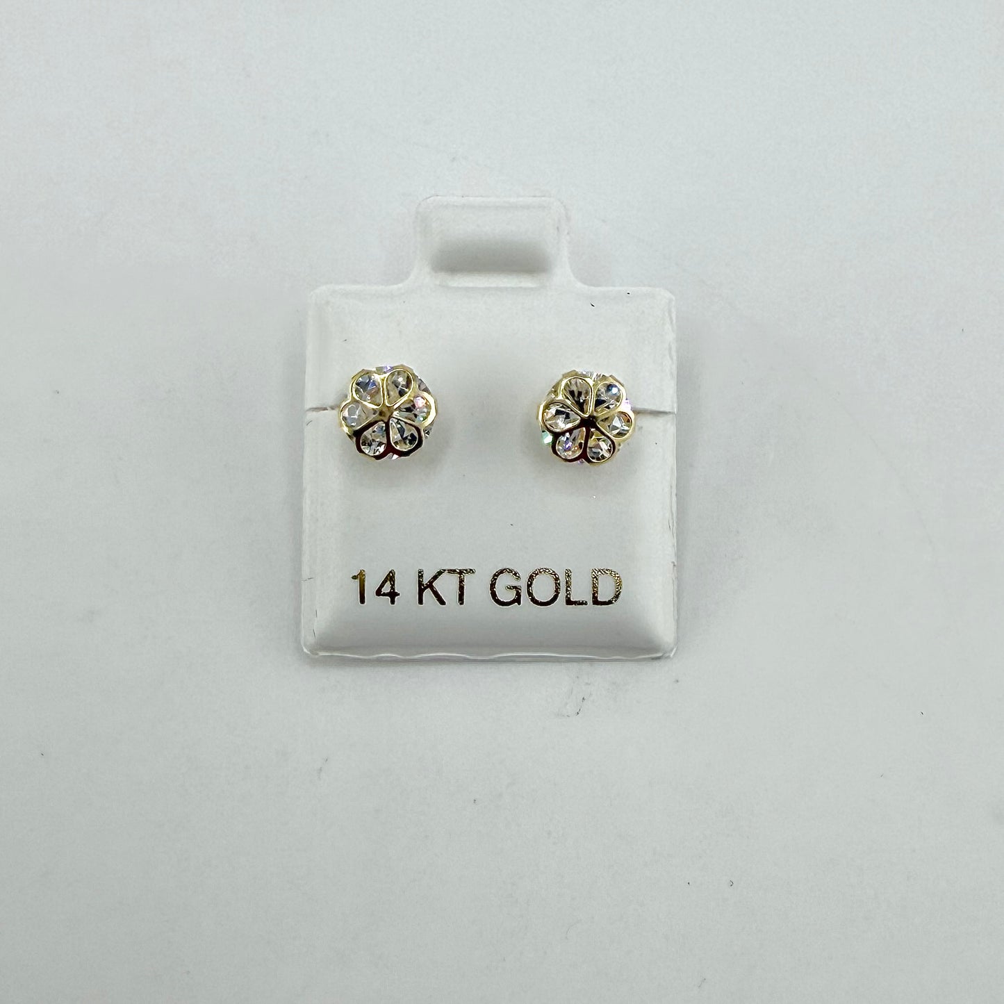 14k Cz Flower Earrings (Screwback)