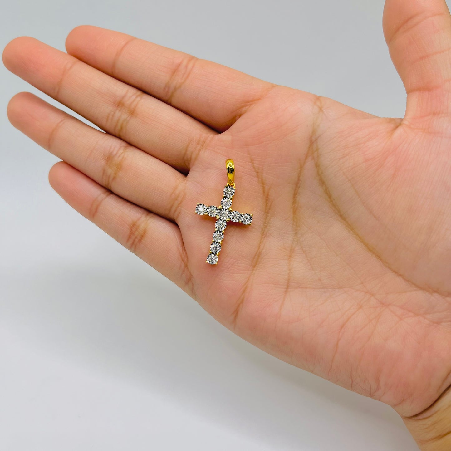 11 Stone Diamond Cross Charm