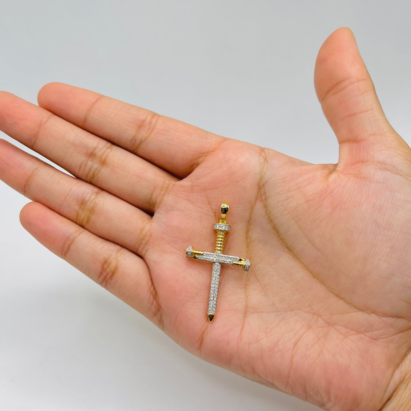 Diamond Nail Cross Charm