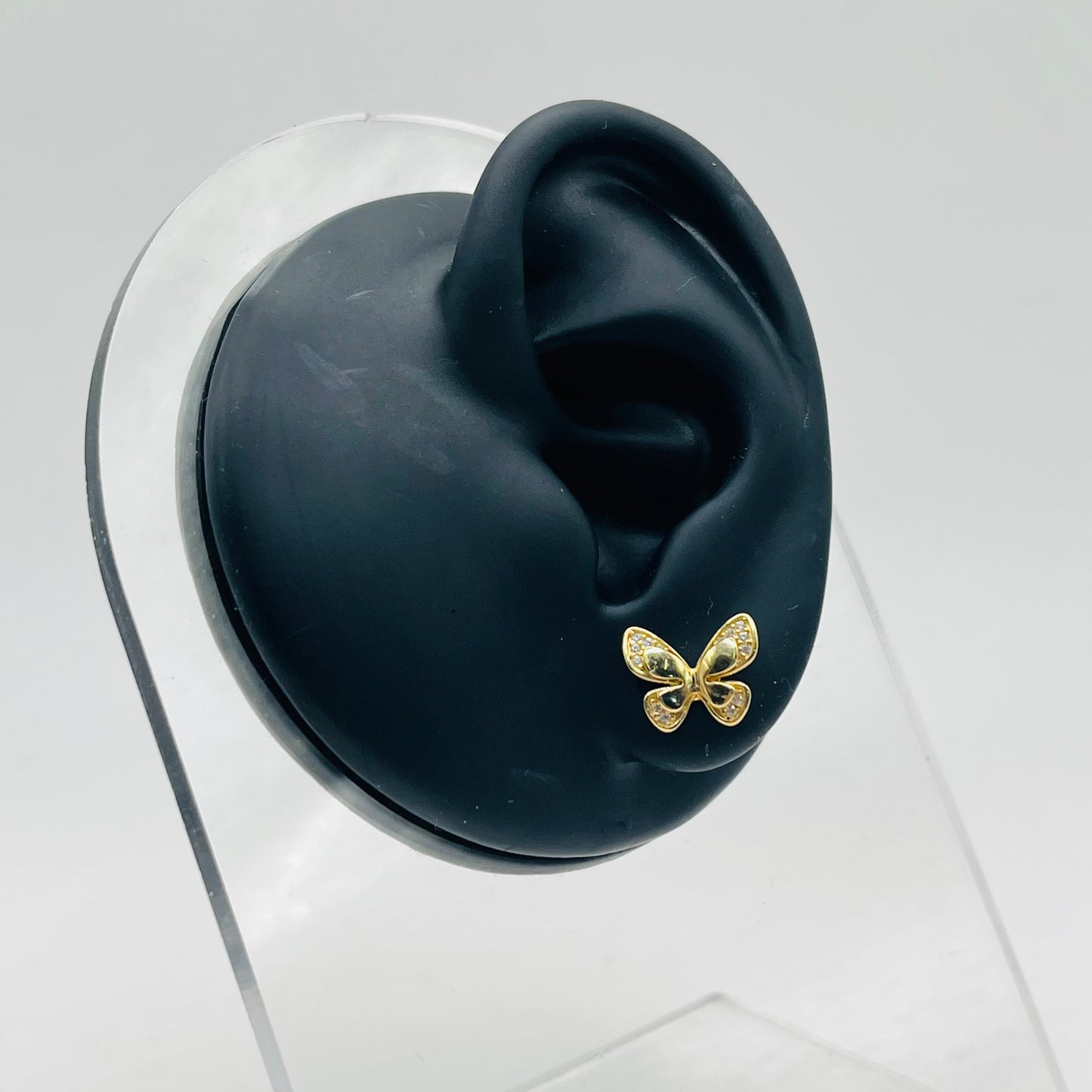 14k Gold Cz Monarch Butterfly Earrings
