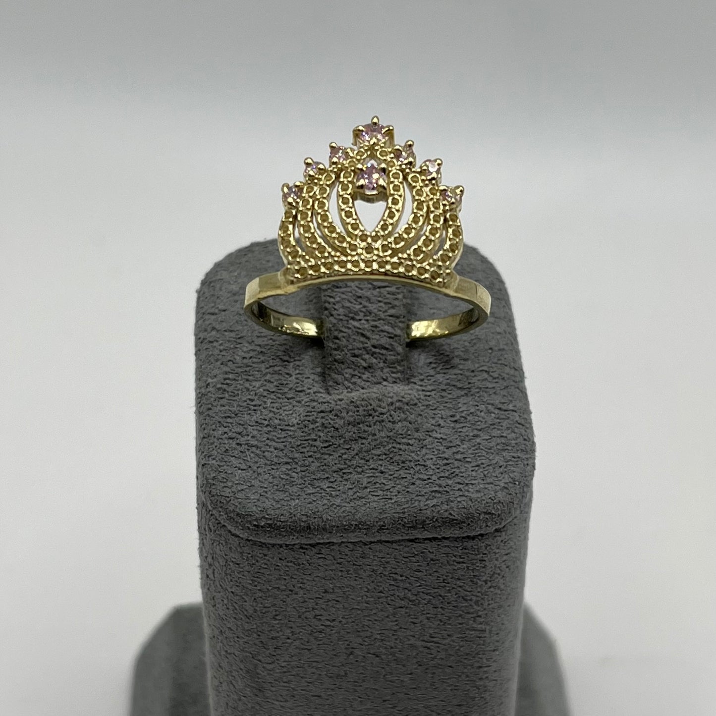 14k Gold Elegant Tiara Ring Pink