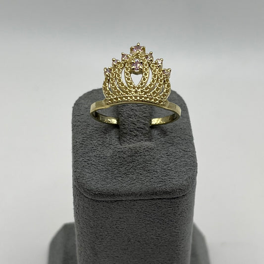 14k Gold Elegant Tiara Ring Pink