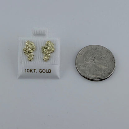10K Gold Flat Small Nugget Shaped Earrings