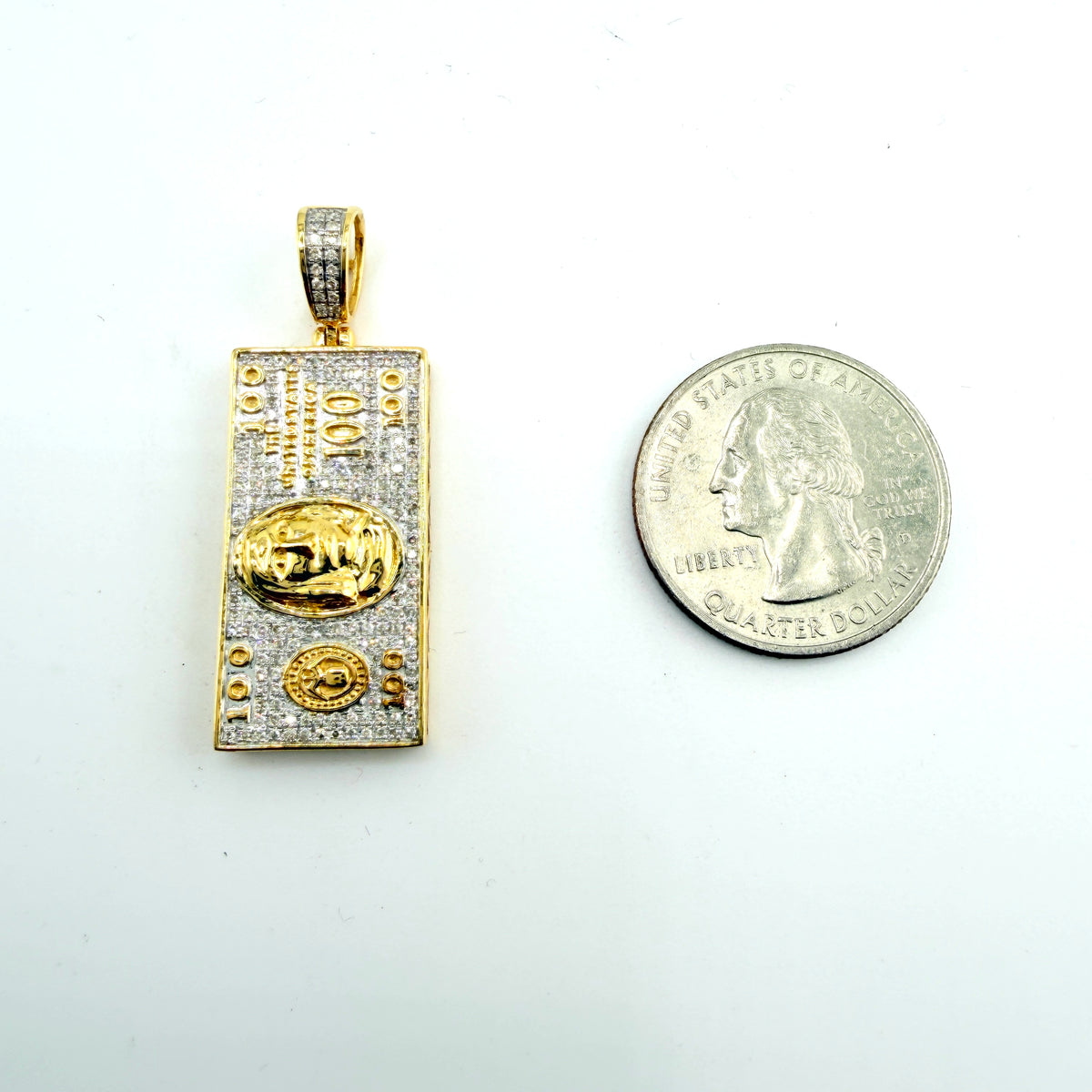 10k Gold Natural Diamond 100$ Money Charm