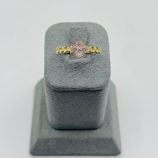 10k Gold Pink Clover Rx Ring (SML)