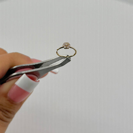 14k Gold Cluster Flower Hoop Nose Ring