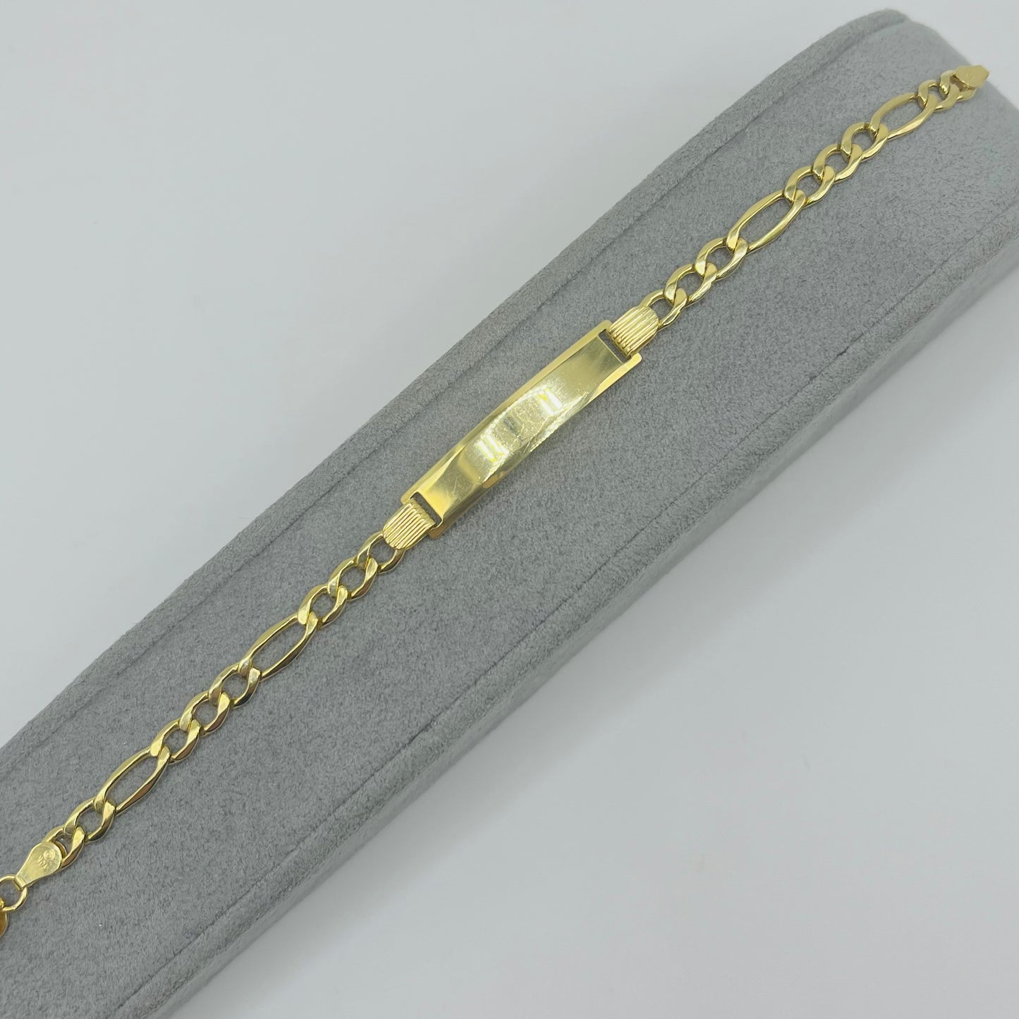 10K 4mm Gold Figaro ID Bracelet