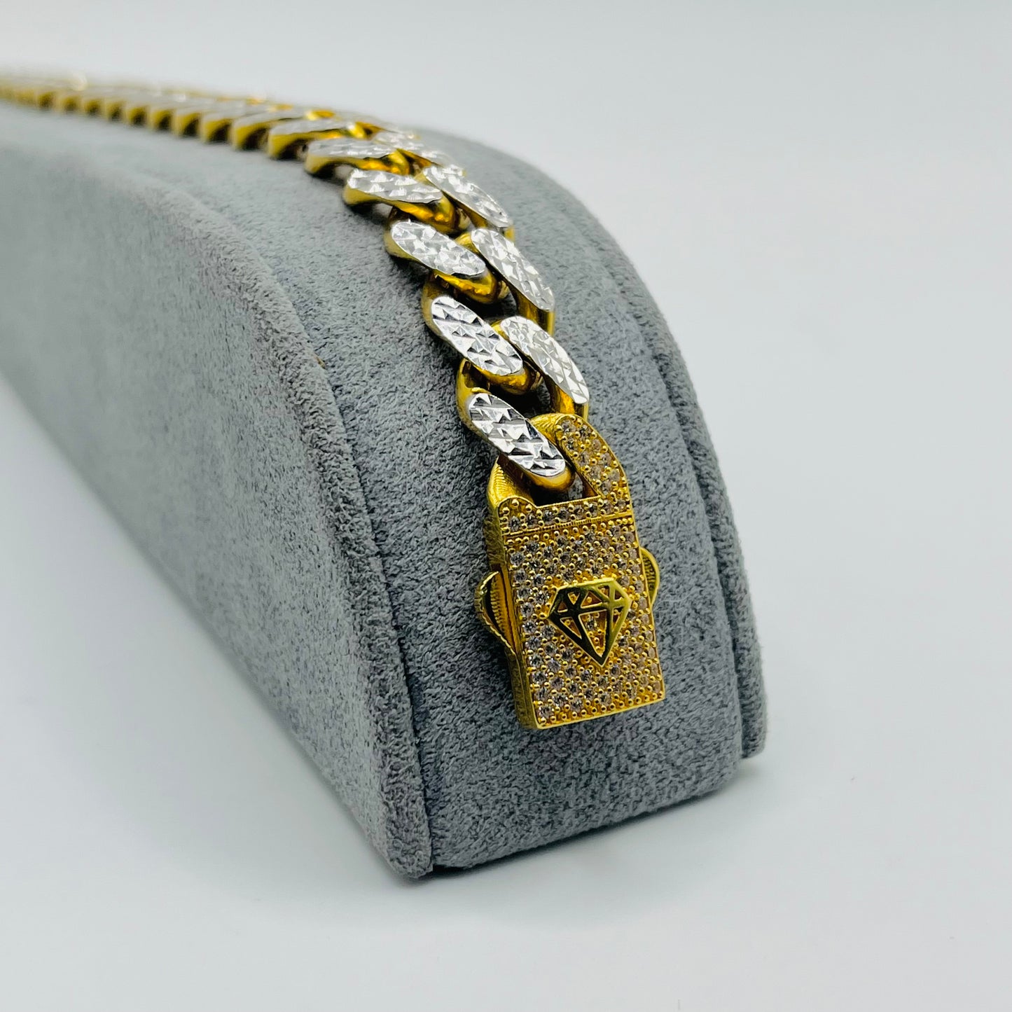 10K Gold 10 mm Miami Cuban Monaco Bracelet