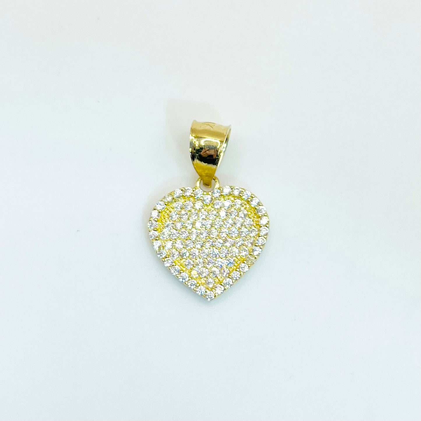 10k Gold CZ Flat Heart Charm