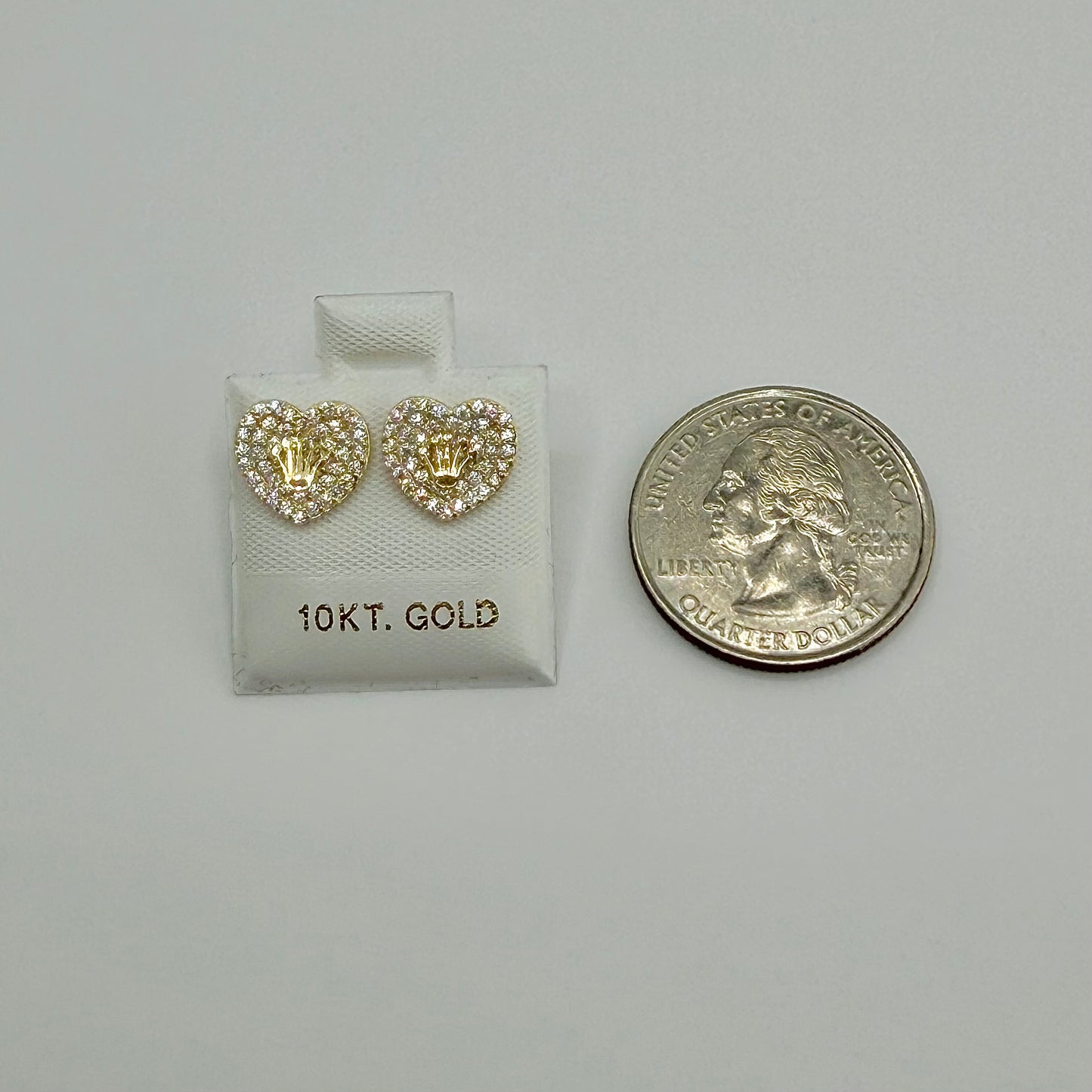 10k Gold Princess White Cz RX Crown Earrings (S)