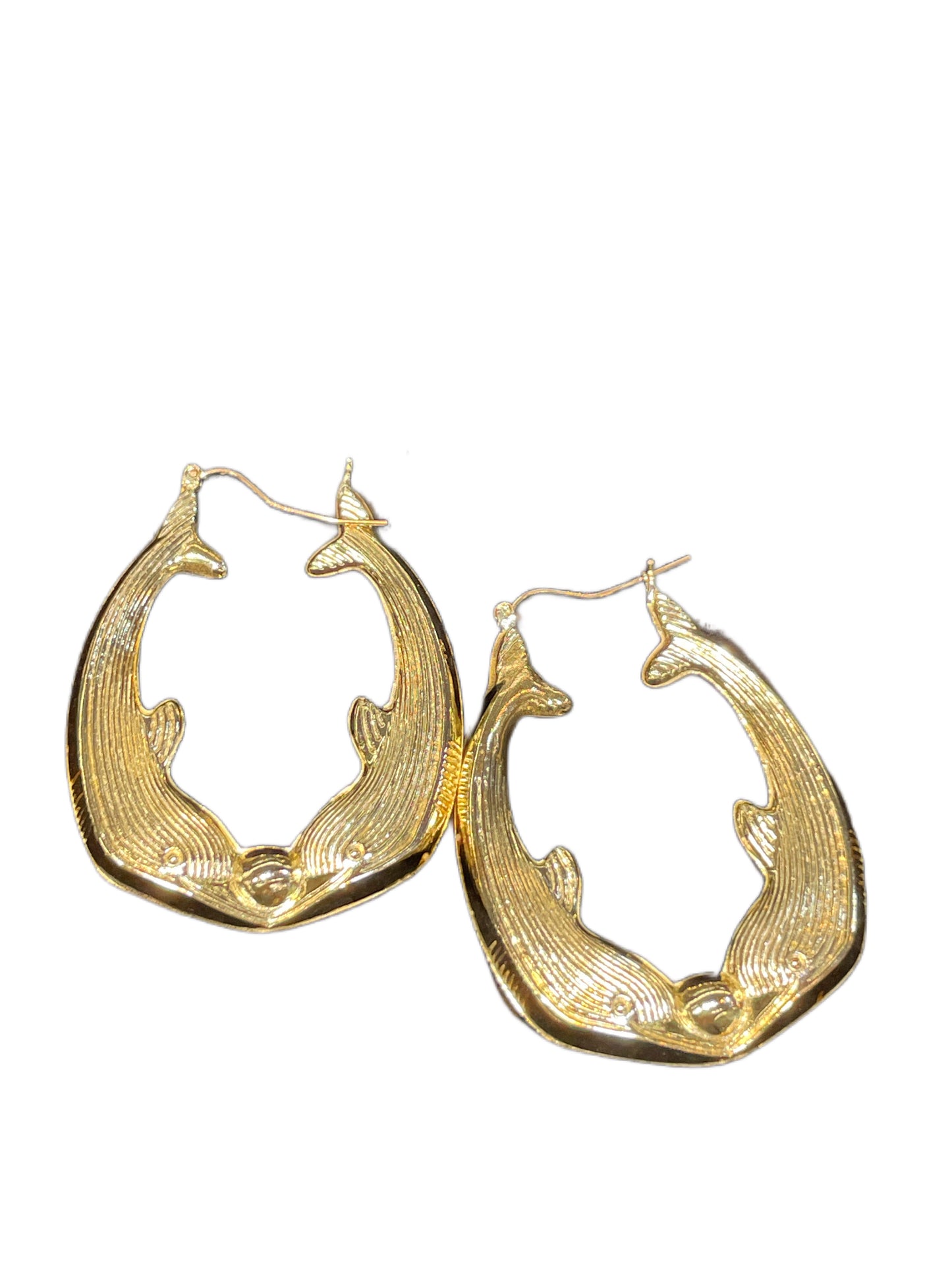 10K Gold Whale Hoop Earrings (large)