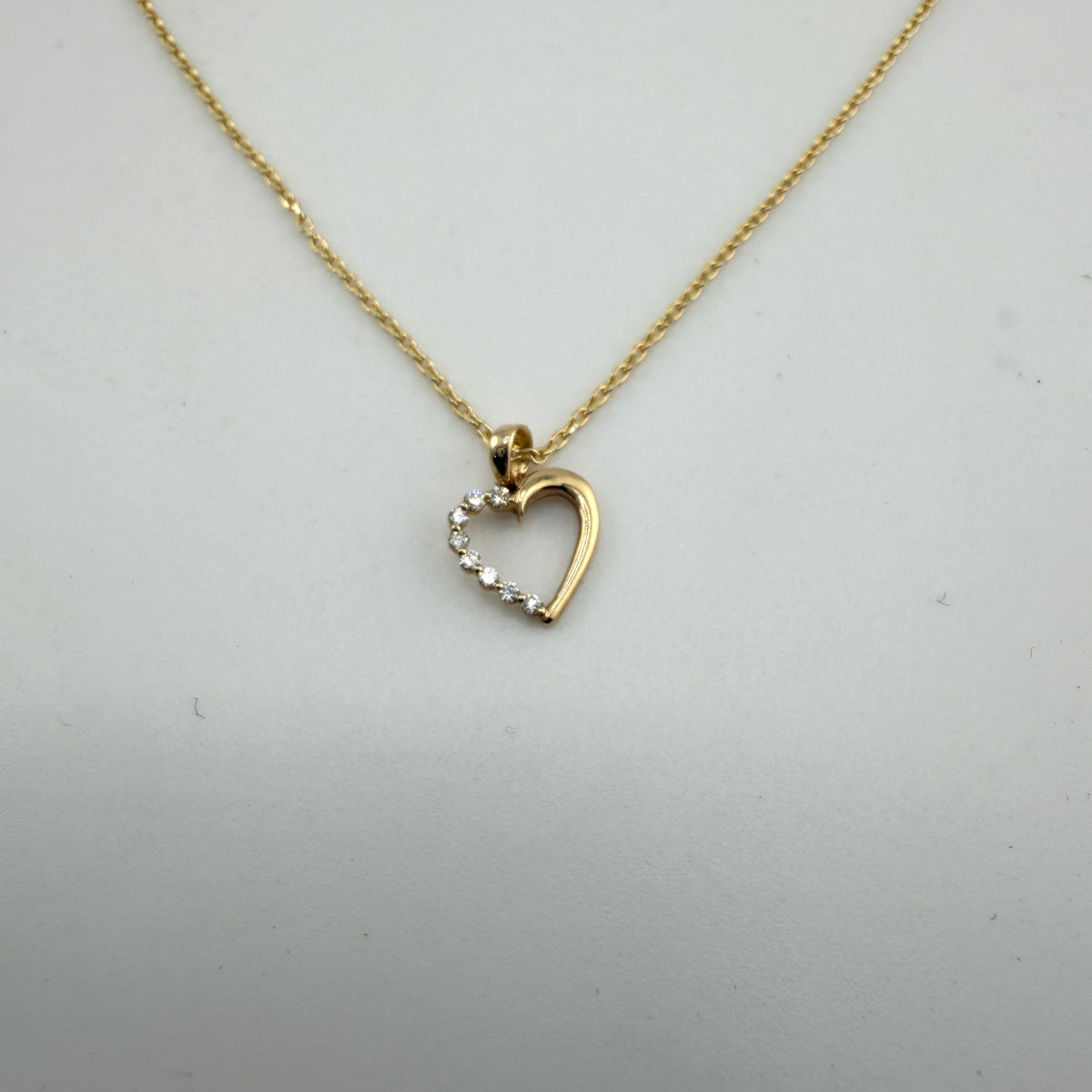 Natural Diamond 14k Gold Heart Necklace Set