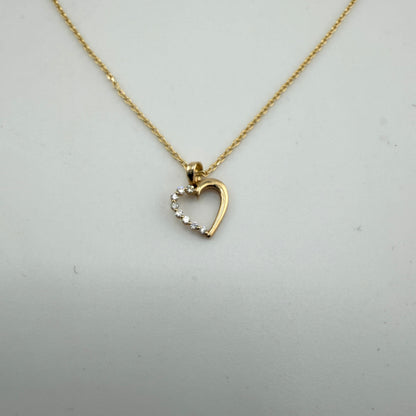 Natural Diamond 14k Gold Heart Necklace Set