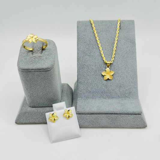 10k Gold Hibiscus Flower Set