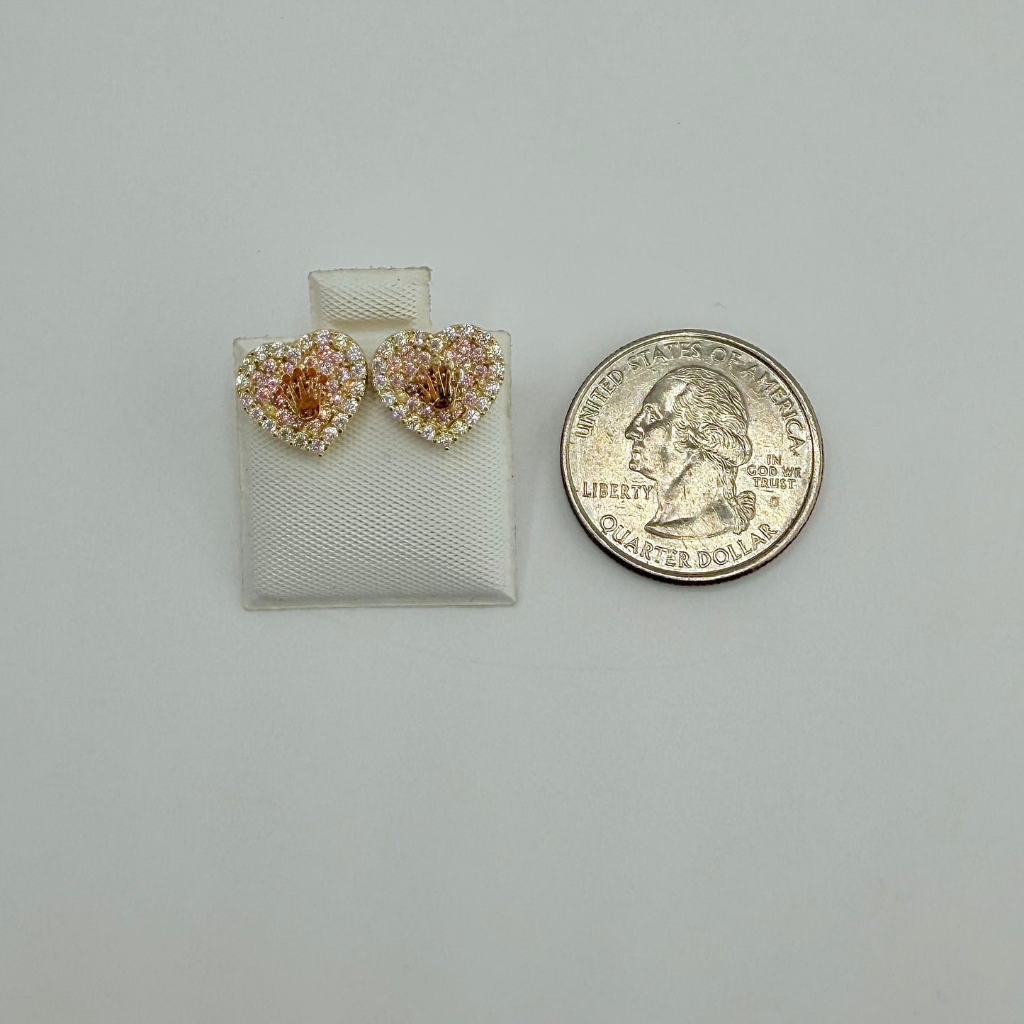 10k Gold Princess Pink Cz RX Crown Earrings