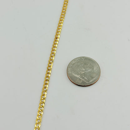 14k Gold Solid 3.5mm Cuban Curb Bracelet