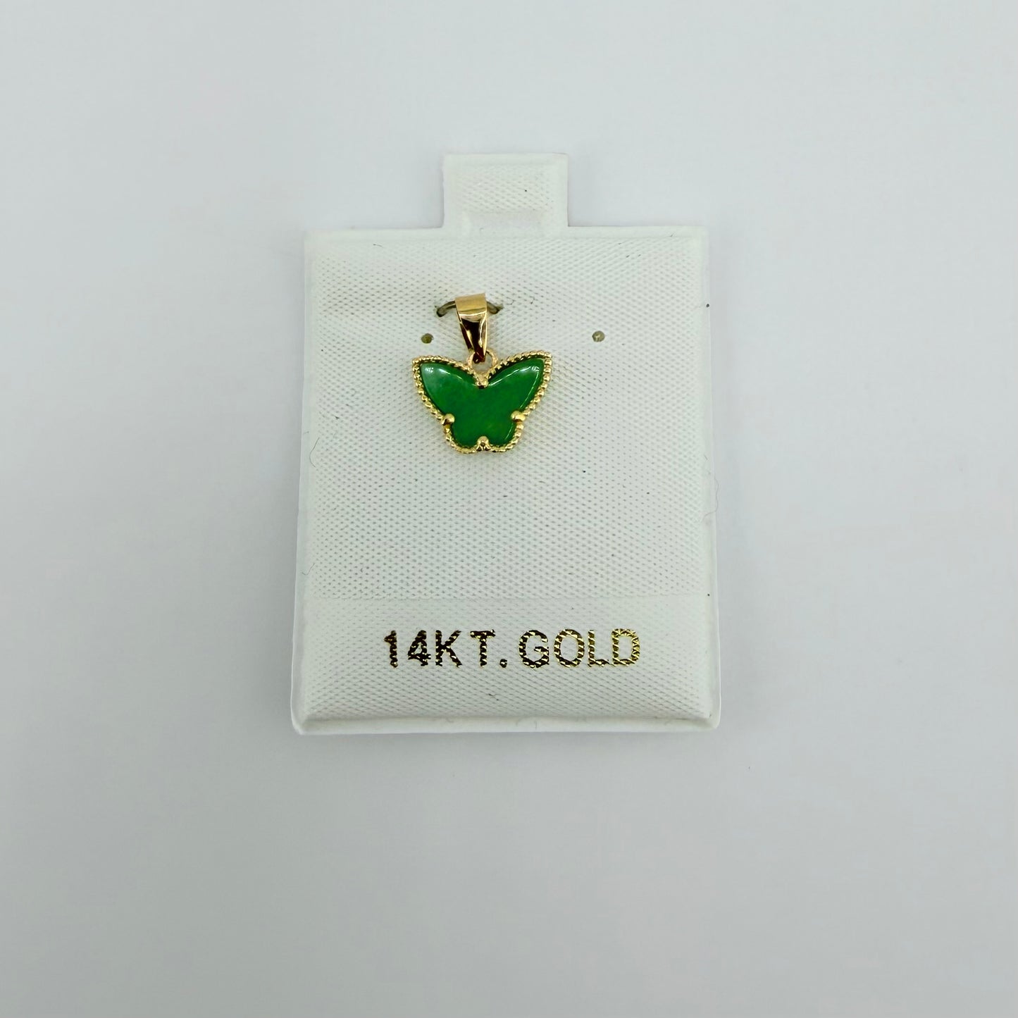 14k Gold Fancy Jade Butterfly Charm