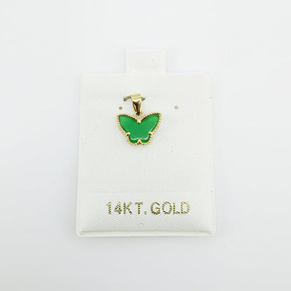14k Gold Fancy Jade Butterfly Charm