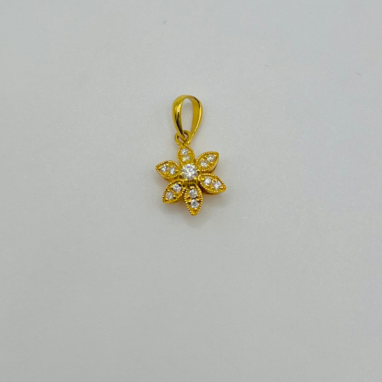 14k Gold Diamond Flower Pendant