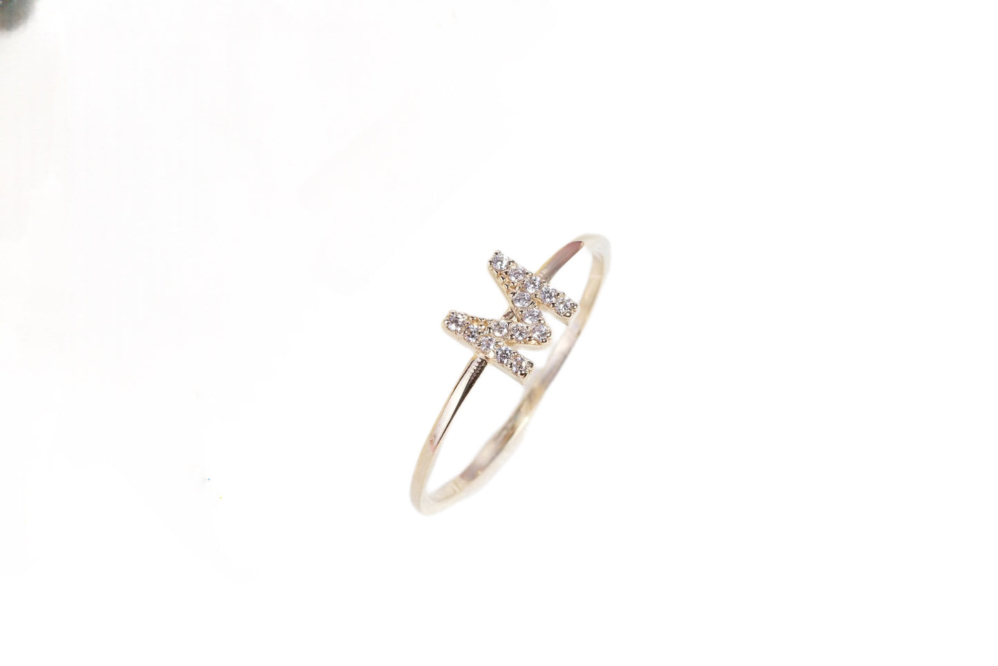 10K Gold CZ Initial Ring