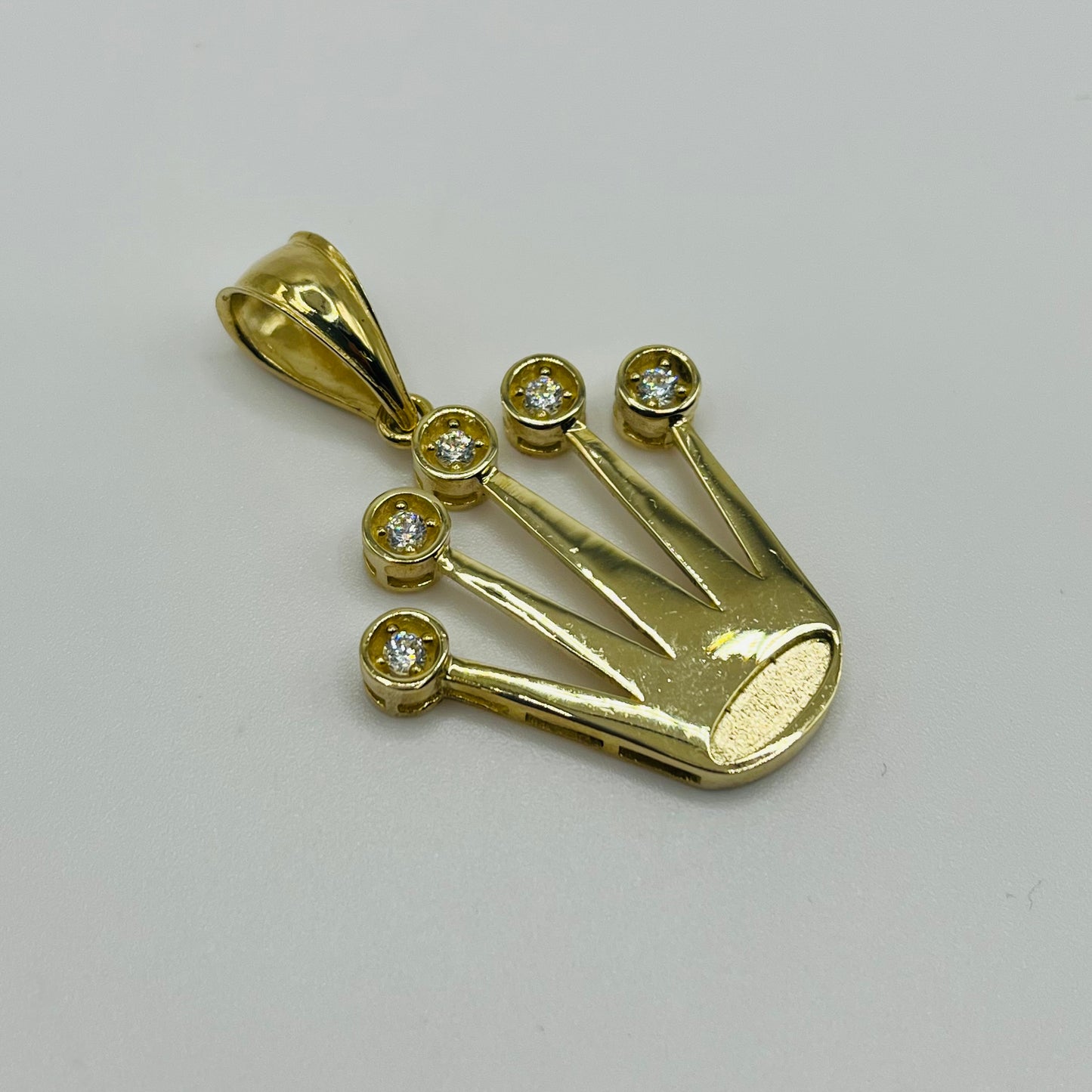 10k Gold Cz Multi-Point Rx Crown Charm