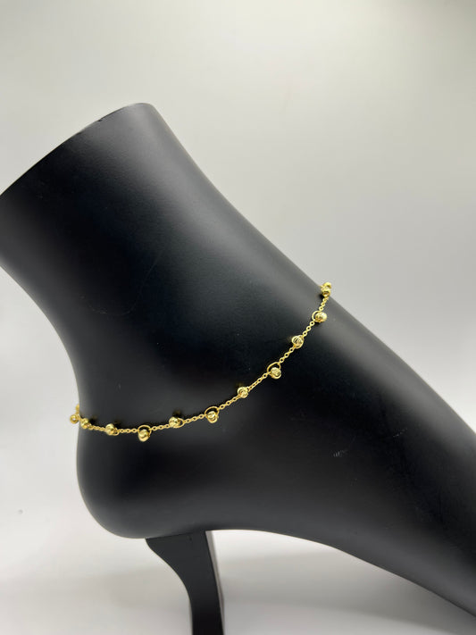 10K Gold Mirror Ball Anklet