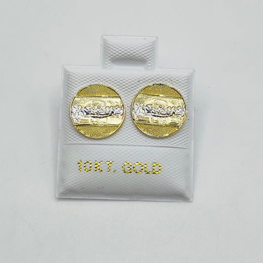 10k Gold Last Supper Disc Earrings (sm)