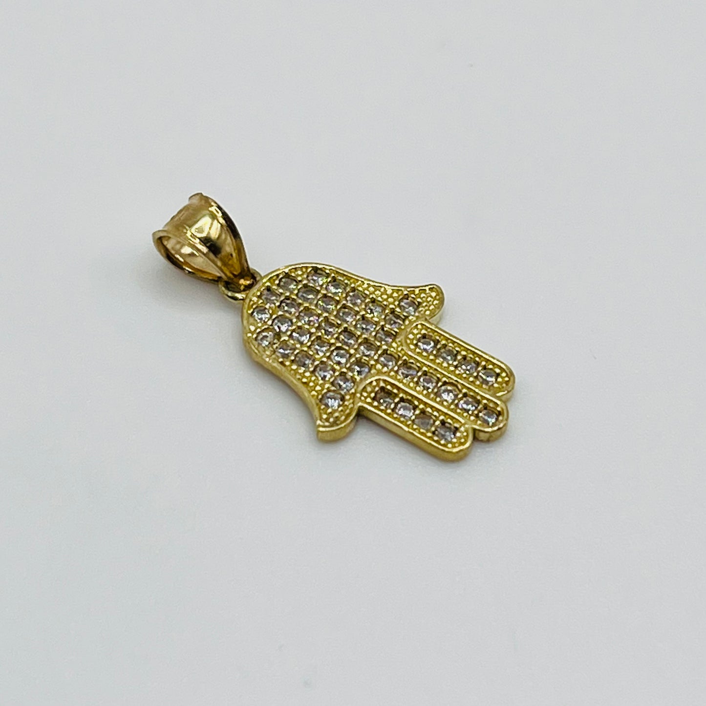 10k Gold CZ Hamsa Charm