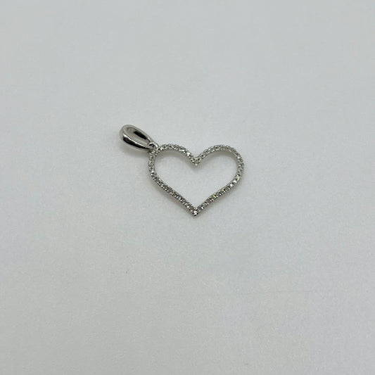 14k White Gold Diamond Velora Heart Pendant