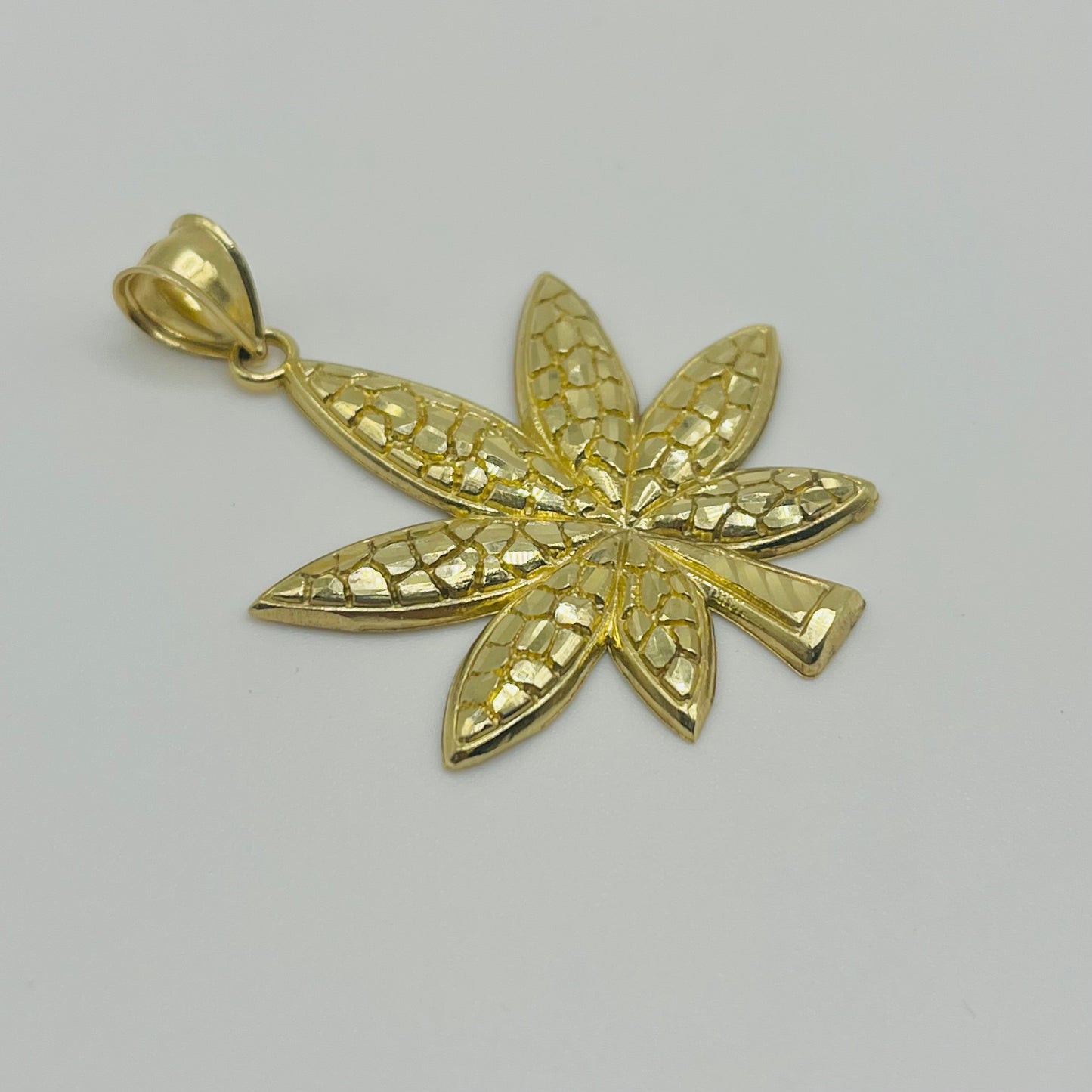 10k Gold Nugget Weed Pendant