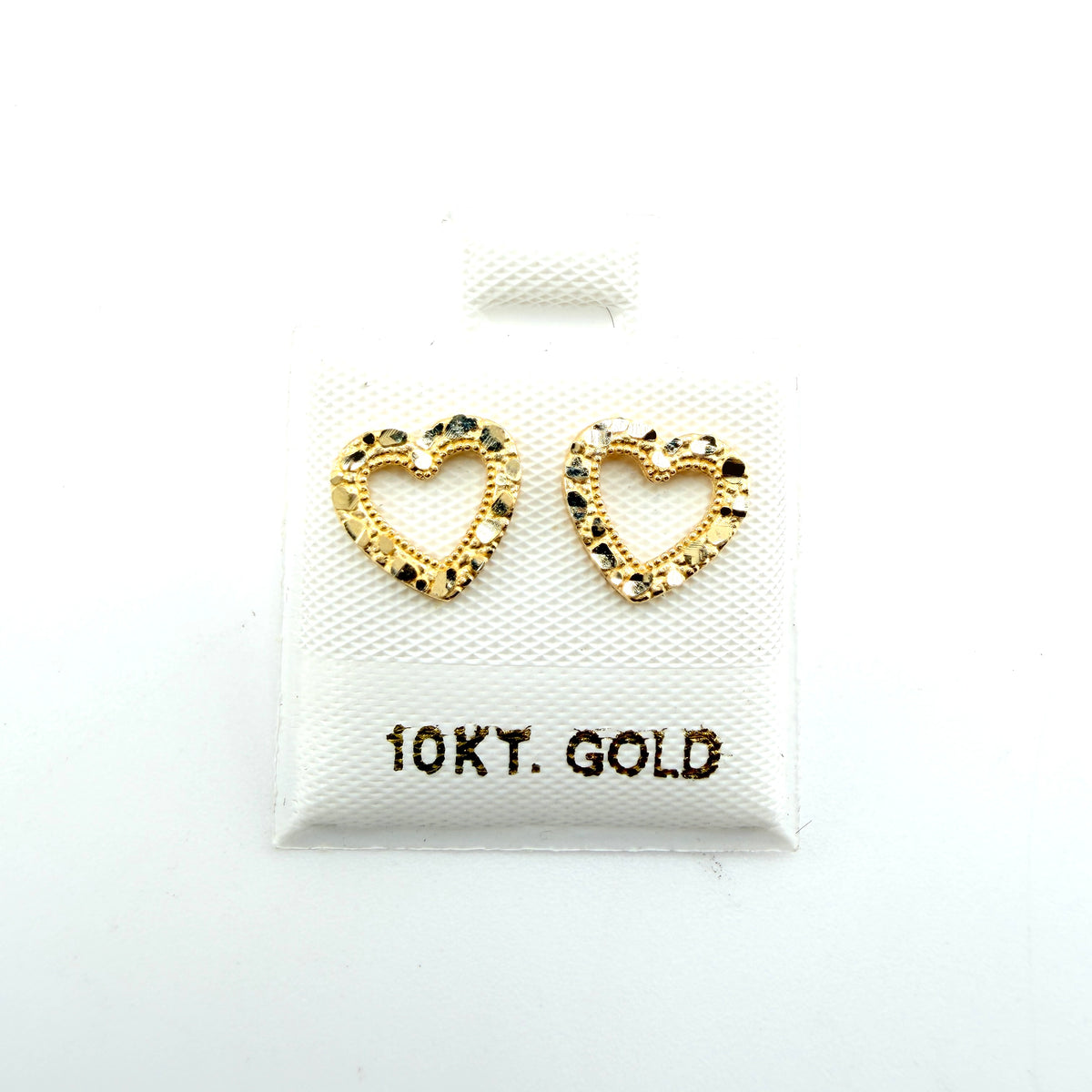 10K Gold Baby Open Heart Nugget Earrings
