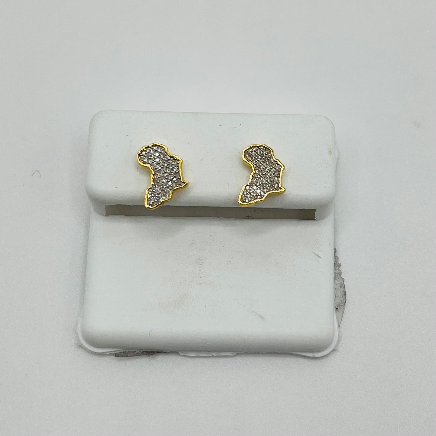 10k Gold Diamond Africa Earrings 10mm (Screwback)
