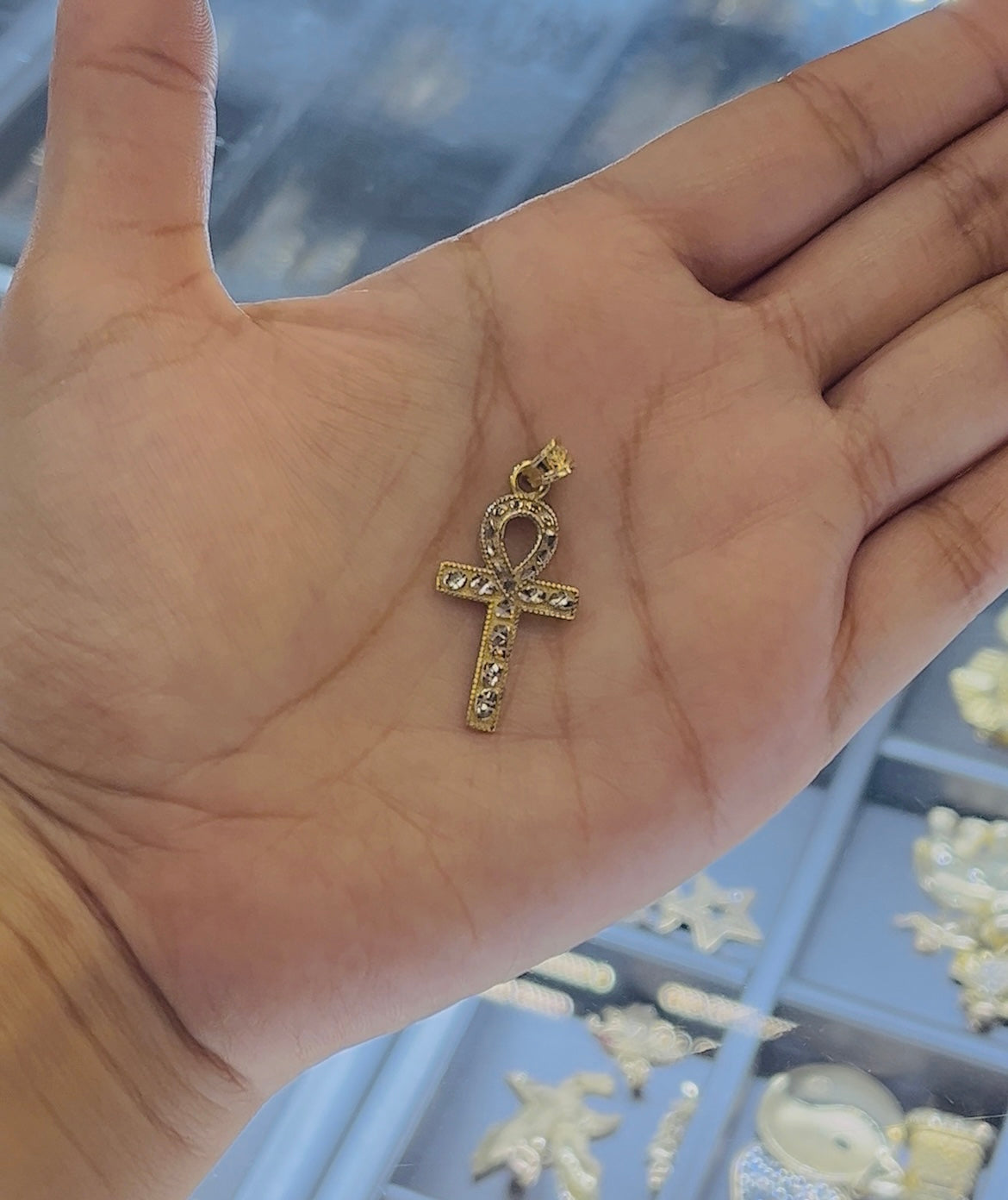 10k Gold Nugget Anhk Cross