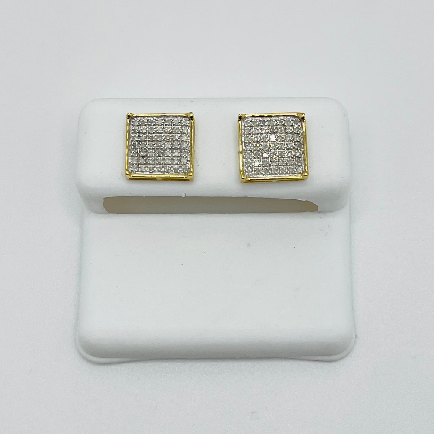 10k Gold Flashing Diamond Square Earrings