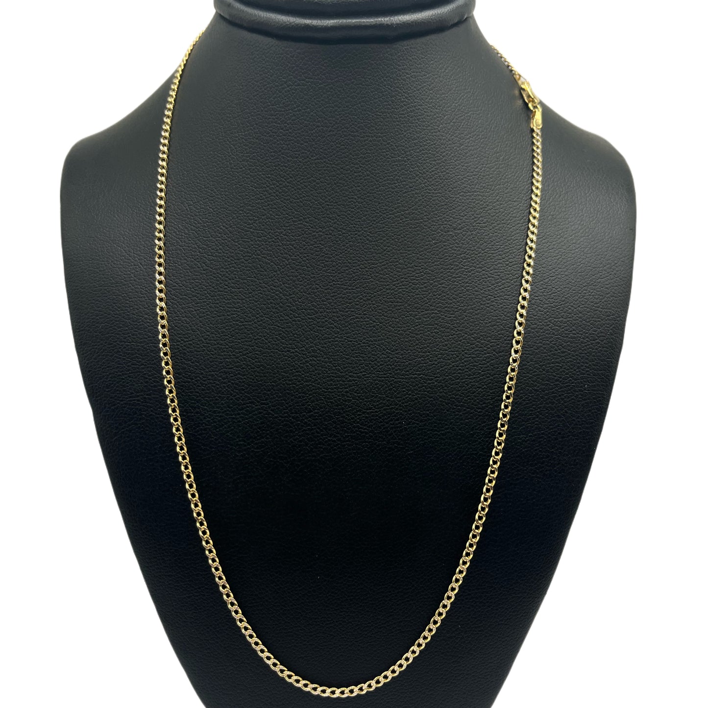 10k Gold 2.2mm Pave Cuban Chain