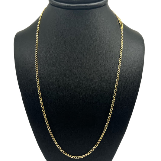 10k Gold 2.0mm Hollow Pave Cuban Chain
