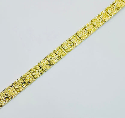 10K Gold Solid Nugget Bracelet | Width: 9mm