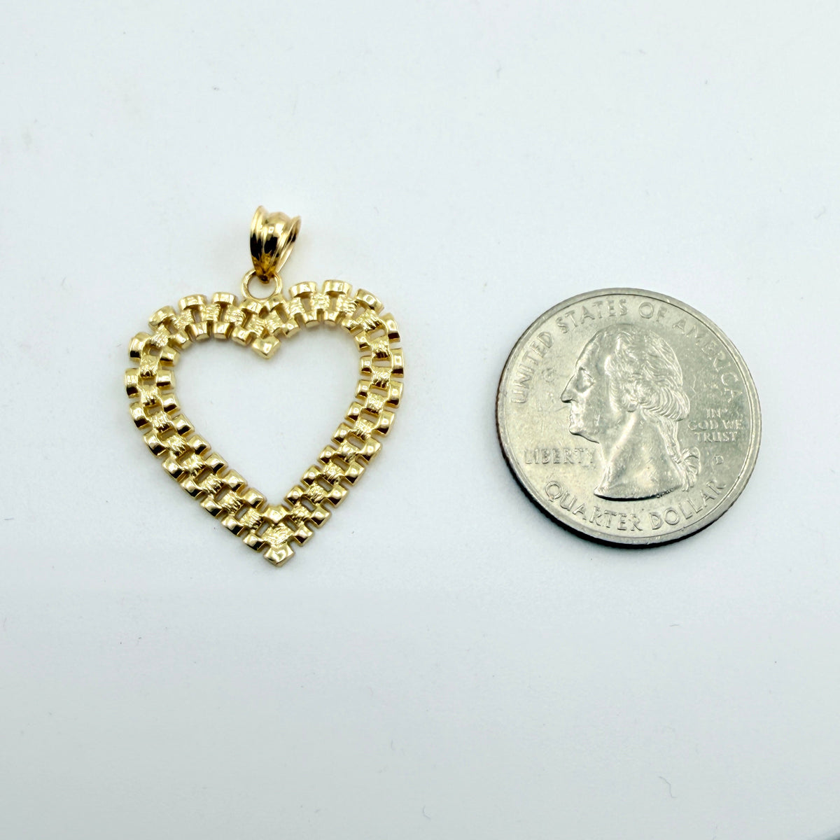 10K Gold RX Open Heart Pendant | Diameter: 1.7in
