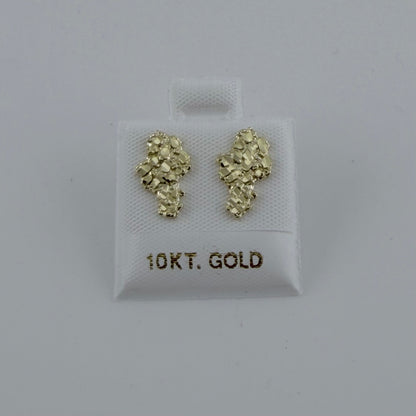 10K Gold Flat Small Nugget Shaped Earrings